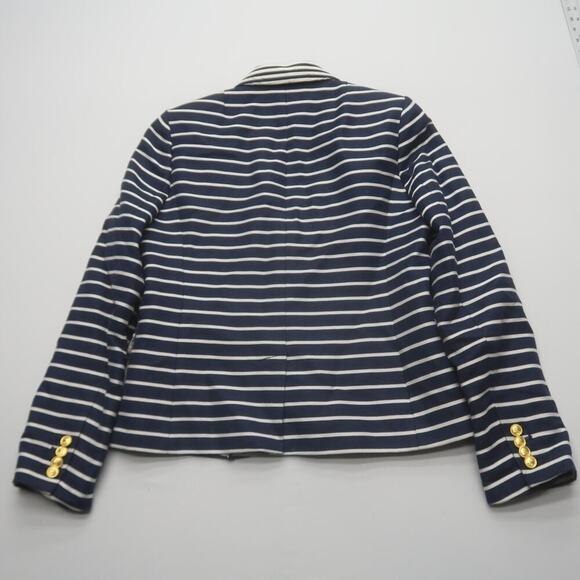 J Crew Schoolboy Blazer Size 10 Navy Stripe Linen - Picture 9 of 14